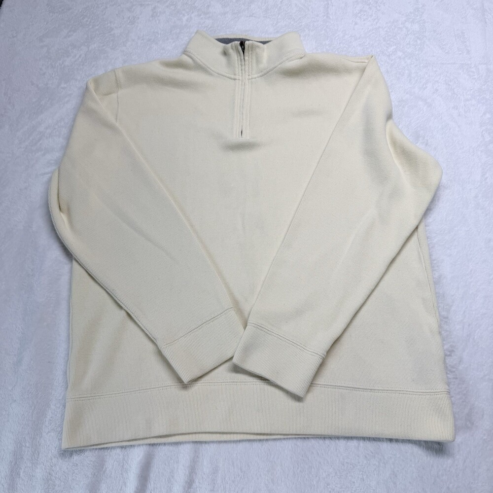 Lands End Men’s Half Zip Pullover, Sweater, Light Yellow, Size Large 42-44